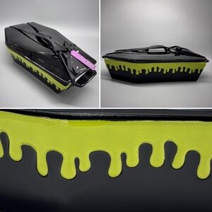 NEW Rae Dunn Halloween Black Coffin Baking Dish Bone Appetit w/ Lid Green Goo